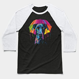 Great Dane Rainy Day With Umbrella Baseball T-Shirt